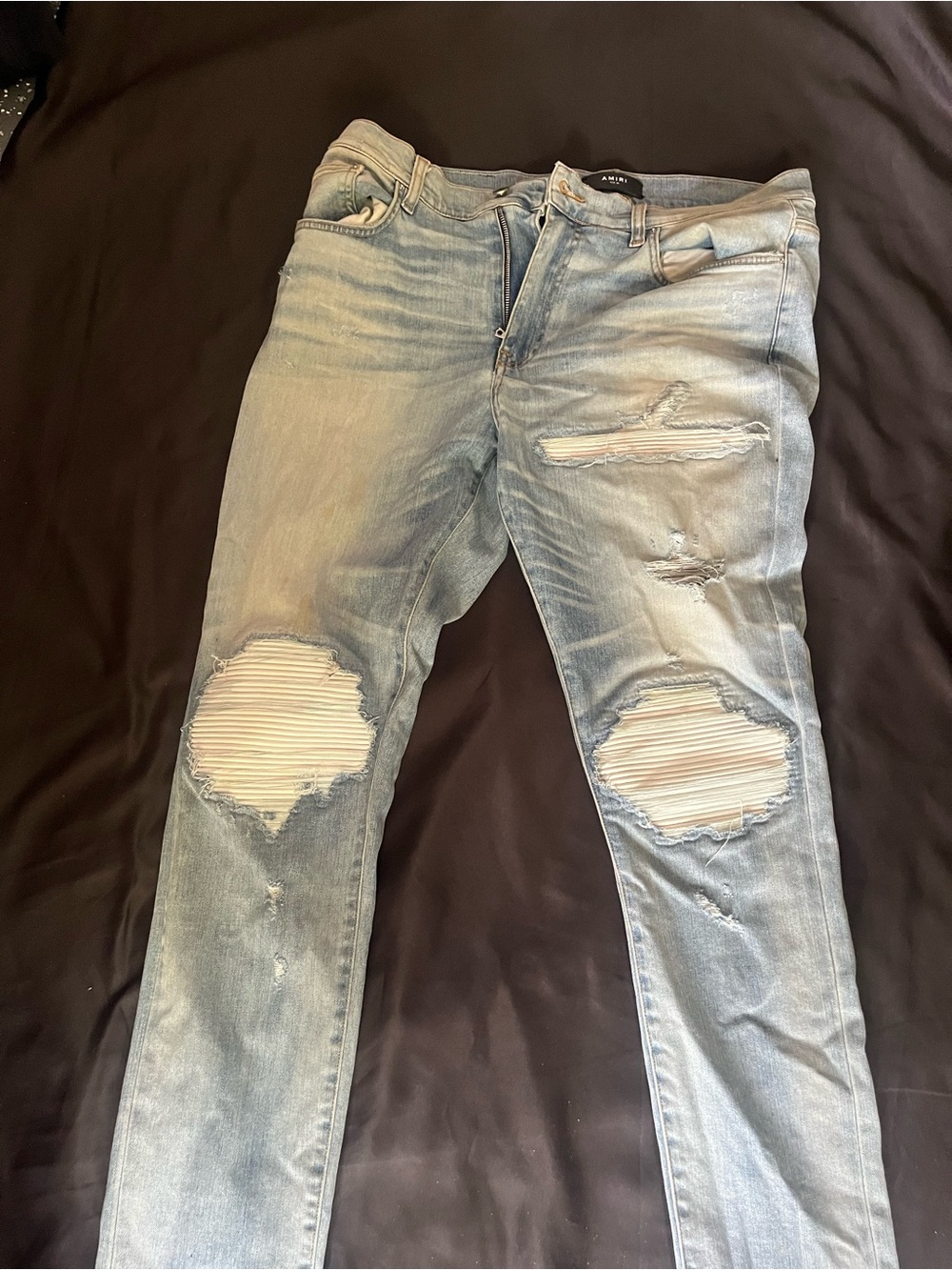 AMIRI Light Wash Ripped Skinny Jeans